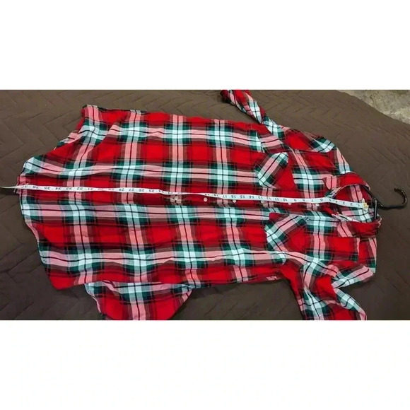 Women's plaid flannel button down shirt dress w/roll tab sleeves, Cato sz 14/16W - Picture 6 of 6